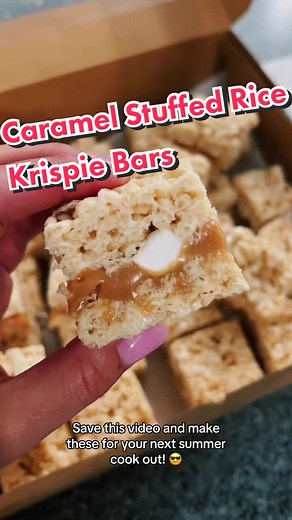 Caramel Stuffed Rice Krispie Treats: Easy Summer Dessert