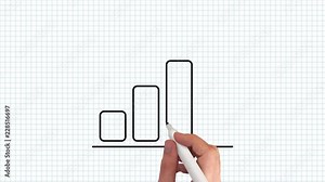 Balkendiagramm – Whiteboard Animation auf kariertem Blatt Papier