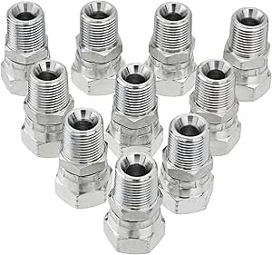 10 Pack Hydraulic Hose Fittings: 3/8" NPSM Female x 3/8" NPTF Male, Hydraulic End Connector Swivel Fitting Kits with Protection Cover