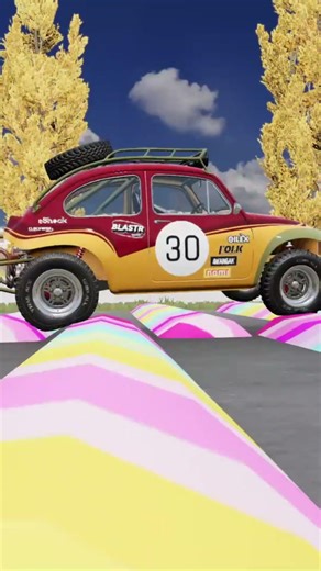 Colorful Double Capsule Bus & School Bus vs Massive Speed Bumps BeamNG drive Crash Test #01