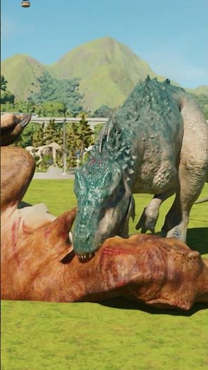 Indominus Rex vs TRex & Spinosaurus #dinosaur #trex #jurassicworldevolution3