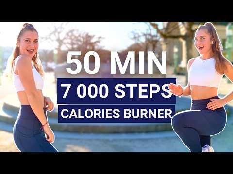 50 MIN 7000 STEPS | high energy (no jumps) walking workout, full body calorie burning cardio at home