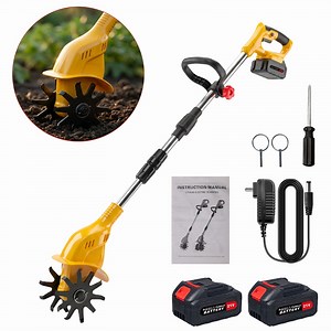Paddsun Cordless Tiller Cultivator, 21V Electric Garden Tiller 20 Steel Tines Garden Rototiller for Lawn Gardening Soil Cultivation