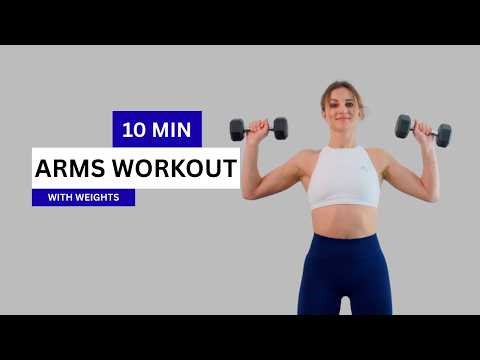 10 MIN Arm Workout with Dumbbells | Biceps Triceps and Shoulders