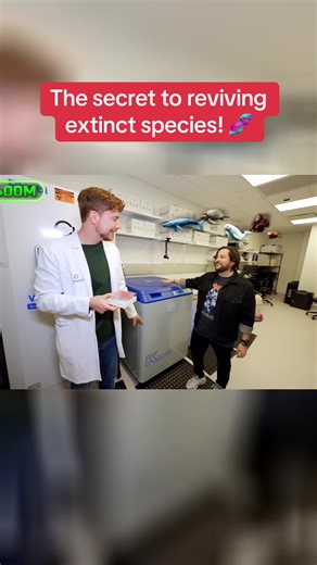 Witness an unbelievable surprise involving dire wolves! 😲 #MrBeast #paidpartner #wildlife #DNA #cloning