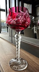 RED CRYSTAL GLASS: Vintage Cranberry Red Cut to Clear Crystal Wine Glass by Imperial Crystal - Etsy