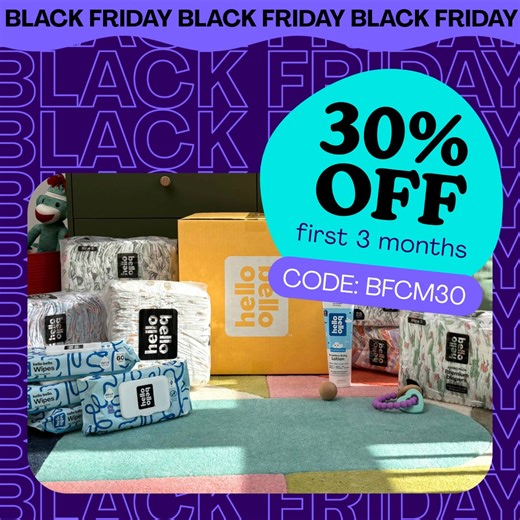4K views | This early Black Friday deal is something you don't wanna miss! Get 30% off your first three months of a premium Hello Bello subscription and get...​ ​ 7 packs of diapers​ 4 packs of wipes​ 1 full-sized freebie (on first order)​ ​ And it comes right to your door! But you gotta get it now, cause our biggest deal of the year ends soon! | Hello Bello | Facebook