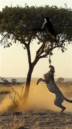 Monkey is climbing to survive while Cheetah is jumping to prey | National Geographic television show