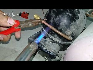 Cara Las pipa tembaga, dan Cara pasang Pentil pengisian pada kompresor kulkas pakai las hicook