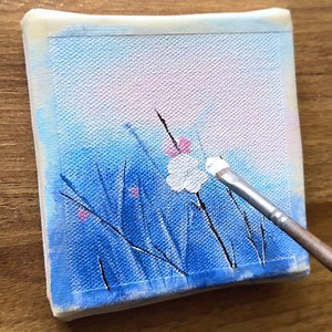 4.5K views · 86 reactions | Spring flower acrylic painting . Canvas size-(4✖️4)inch. Thankyou ❤️ | Vinee Painting | Facebook