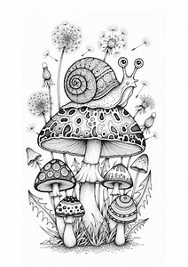 Whimsical Mushroom World: Printable Coloring Page - Etsy