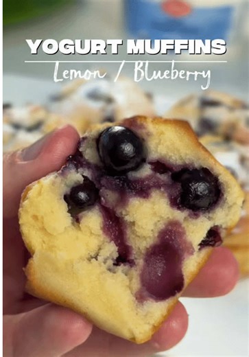 Soft Lemon Blueberry Yogurt Muffins Recipe