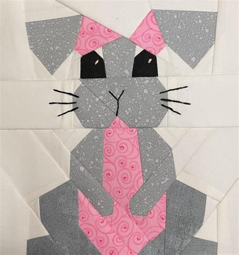 BUNNY, Cute as Can Be Pattern, Paper Pieced Rabbit Block, (PDF 7 1/2" X 7 1/2") Foundation Piecing, Made by Marney - Etsy
