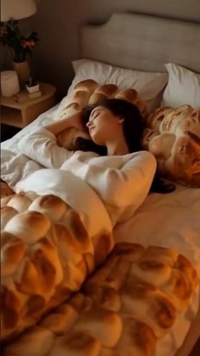 ✨ Beautiful Woman Sleeping on Bread-Design Bed 🛏️🍞 | Relaxing Short Video