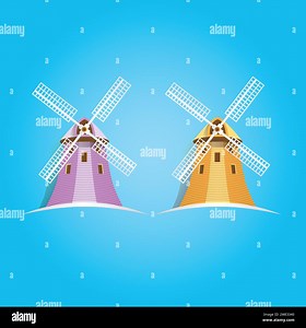 Set of windmill cartoon on blue sky background vector illustration Stock Vector Image & Art - Alamy