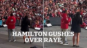Lewis Hamilton gushes over Raye amid romance rumours