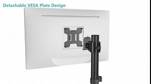 Free Standing Single Monitor Stand, Height Adjustable Monitor Mount with Glass Base, Fits LCD LED Flat Curved Screen up to 32 inch, 22lbs, with Grommet Base (GMF001) by WALI