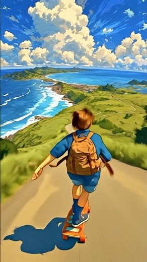 🛹Ultra-Realistic Anime Skateboarding Downhill😍 — Mind-Blowing #shorts