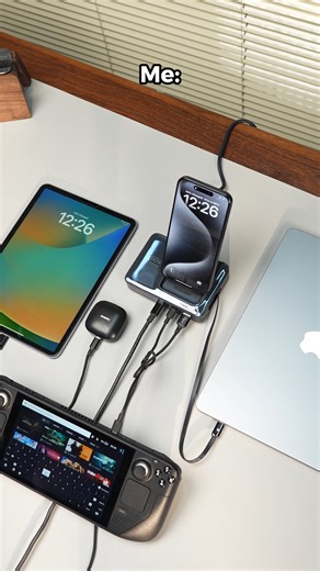 Stopped thinking about which charger goes where. 🧘‍♂️🔌 245W of smart power for all your devices. Follow Baseus for the ultimate minimalist desk setup. #Baseus #DeskSetup #Nomos | Baseus