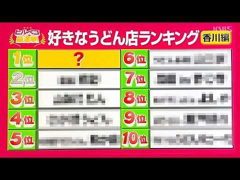 【香川の好きなうどん店ランキングTOP10】視聴者投票で選ばれた讃岐うどんの名店【KSB瀬戸内海放送ヒルペコ総選挙】香川県