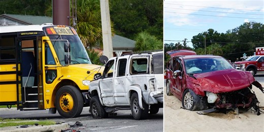Multi-vehicle crash involving school bus sends 2 to hospital in Ocala