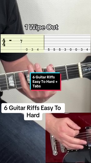 6 Guitar Riff Easy to Difficult with Tabs #guitartabs #easyguitartutorial #guitarbeginner #guitaristoftiktok #guitartok #guitarcover #learnontiktok #howto #guitarchallenge #guitarsolo #acousticguitar #fyp #fypageシ