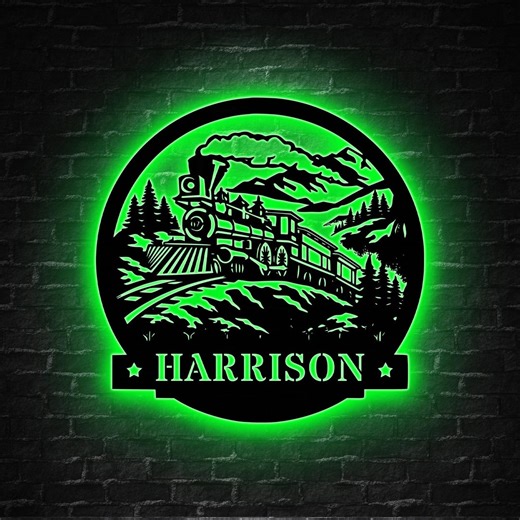 Custom Train Sign, Train Metal Sign With LED, Personalized Train Metal Wall Art, Railroad Sign, Railway Sign, Train Room Decor, Train Sign - Etsy