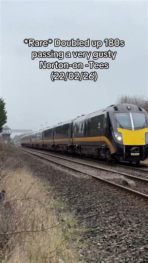 *Rare 10 Coach 180* 180114 leads 180107 through a windy Norton-on-Tees for Sunderland