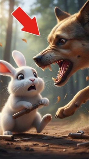 🐰😱 Wild Dog Chases Rabbit! Who Saves Him? #shorts #rabbit #cute