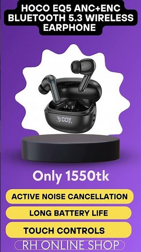 HOCO EQ5 ANC+ENC Bluetooth 5 3 Wireless Earphone