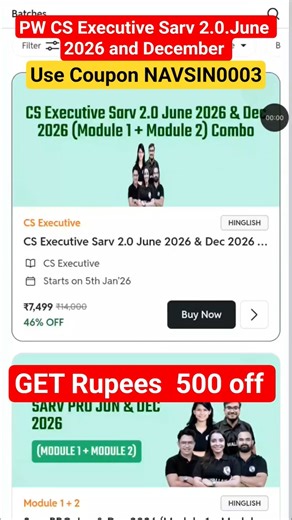 Pw CS Executive Sarv Pro June 2026 December Module 1 + module 2 all details Review #physicswallah