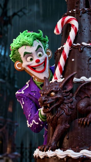 Chibi Batman Navigates a Gothic Gingerbread Gotham City in Edible Stop Motion Style