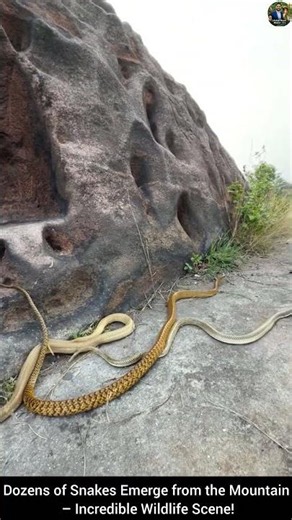 Dozens of Snakes Emerge from the Mountain –Incredible Wildlife Scene! #snake #wildlifeentertainment