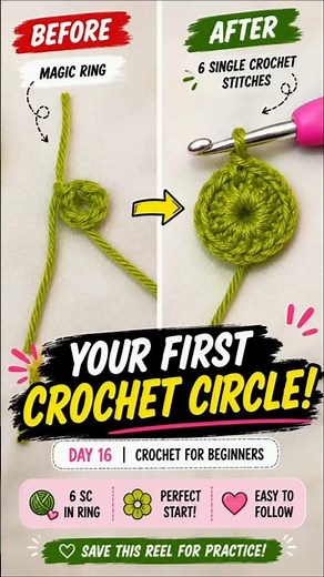 What Comes After a Magic Ring? | 6 Single Crochet Stitches.
