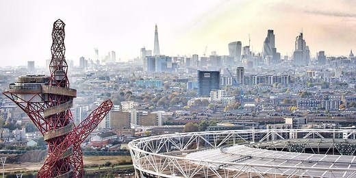 Time-lapse footage shows the rapid development of high-rise buildings around London's Olympic Park since 2014