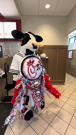 Celebrating 5 years in Cleburne with the Chick-fil-a Cow and this beautiful mum. Thank you Stephanie Clover for making this stunning work of art. | Chick-fil-A Cleburne
