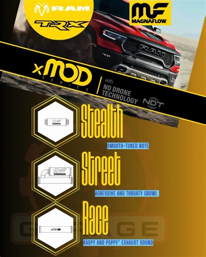 Service and suspension specialists garage on Instagram: "MagnaFlow xMOD Cat-Back for RAM 1500 TRX (2021-2024) Switchable sound system using interchangeable modules: •⁠ ⁠NDT → Comfortable daily driving •⁠ ⁠Muffler → Deep refined tone •⁠ ⁠xTreme → Unleashed performance 100% stainless steel, black, dual exits Available at SSS Garage UAE — Installation Ready. #uae4x4 #dubaicars #offroaduae #sssGarage #ShockAbsorbers #OffroadPerformance #dubai #offroad #sharjah #abudhabi #ajman #jeep #trx #RAM #Dodge