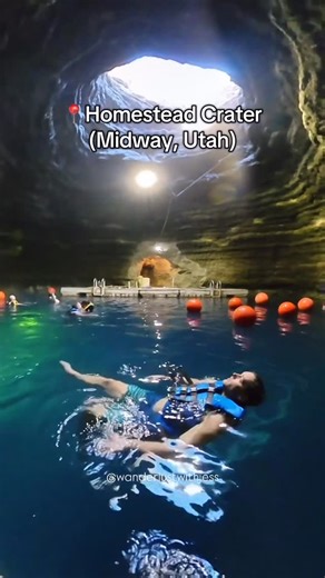 Jess | Adventure Travel + Hotels UGC on Instagram: "Hidden beneath a limestone dome in Midway, Utah is one of the most unique hot springs in the U.S. ♨️ Homestead Crater is a naturally heated geothermal spring formed over 10,000 years ago completely enclosed inside a 55-foot-tall rock crater. ✨ What to know before you go: • Water stays around 90–96°F year-round • Perfect for soaking, swimming, snorkeling, and scuba diving. They occasionally host SUP yoga! • Reservations are required and often se