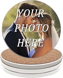 Custom Coasters, Personalized Ceramic Coaster for Crafts, Customizable Drink Coasters with Your Photo, Text and Logo for Bars, Offices, Home，Couples
