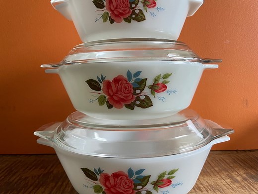 Set JAJ England Pyrex Cottage Rose Casserole 505   509   513 Vintage Pyrex Bowls With Rose Image. Rare Pyrex - Vintage Jaj Pyrex Crown Pyrex - Etsy