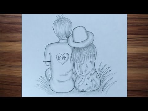 Girlfriend and Boyfriend Drawing Sitting on The Landscape || How to Draw a gf and bf