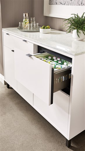 Interior Design on Instagram: "Designed to fill a long-standing gap in the market, @roomandboard’s Copenhagen storage cabinet with refrigerator brings integrated refrigeration into a single, thoughtfully crafted case piece. Created in collaboration with @trueresidential it offers a flexible, plug-and-play solution for both residential entertaining and commercial spaces—without the need for custom millwork. See the Interior Design link in bio to watch the full video. @roomandboardbusiness #rooman