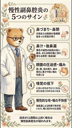 慢性副鼻腔炎の5つのサイン#慢性副鼻腔炎 #健康知識#医療#ためになる#知っておきたい#セルフチェック#5つのサイン