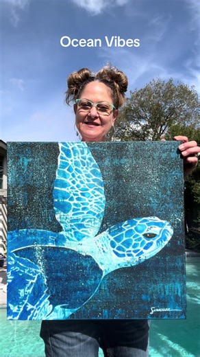 Green Sea Turtle Art: Ocean Conservation Piece