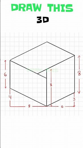 how to draw 3D step by step | very easy | with dimension #3D #shorts #drawing #art