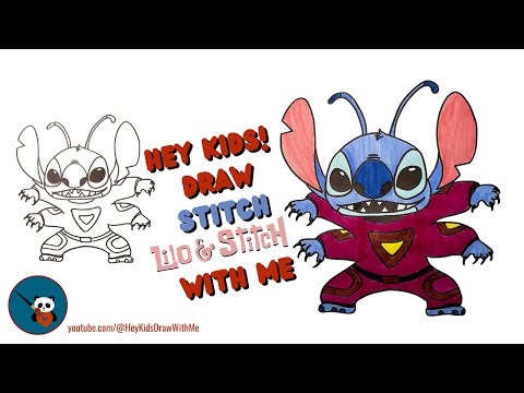Hey Kids, Draw Stitch In His True Alien Form With Me / Lilo and Stitch / Easy Tutorial for Kids