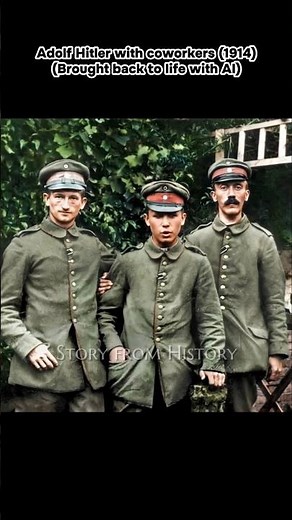 WW1 Colorized historical Footage: Adolf Hitler with coworkers #hitler #ww1 #history #colorized