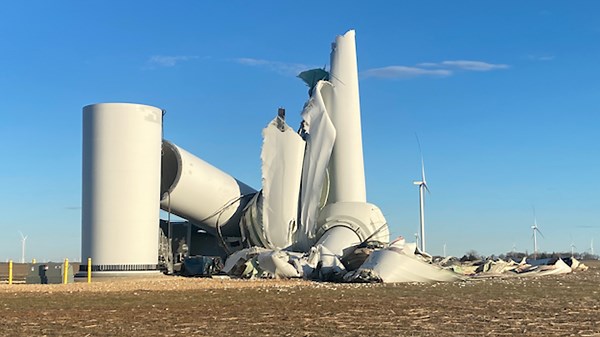 WATCH: See the aftermath following a wind turbine collapse in northern Oklahoma