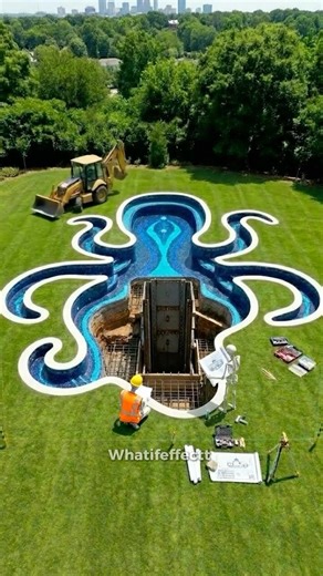 This Octopus Pool Build is Absolutely Insane #luxury #poolconstruction #shorts