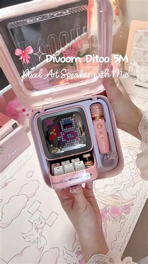 The perfect desk accessory for someone who loves pink. 🎀💕 Divoom Ditoo 5M Pixel Art Bluetooth Speaker with Microphone | Crafter’s Muse by Aly